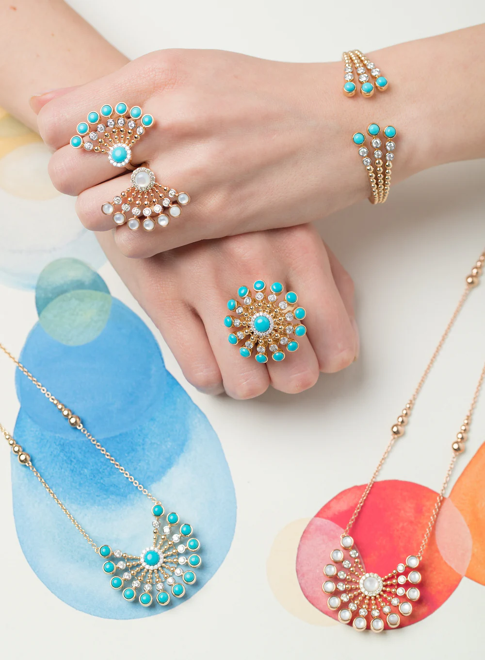 BUBBLES RAGGI YELLOW GOLD AND TURQUOISE RING - Image 4